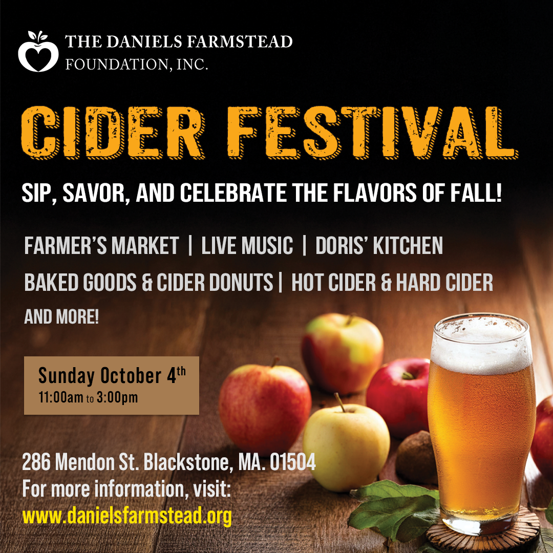 Cider Festival on October 4, 2026 at the Daniels Farmstead