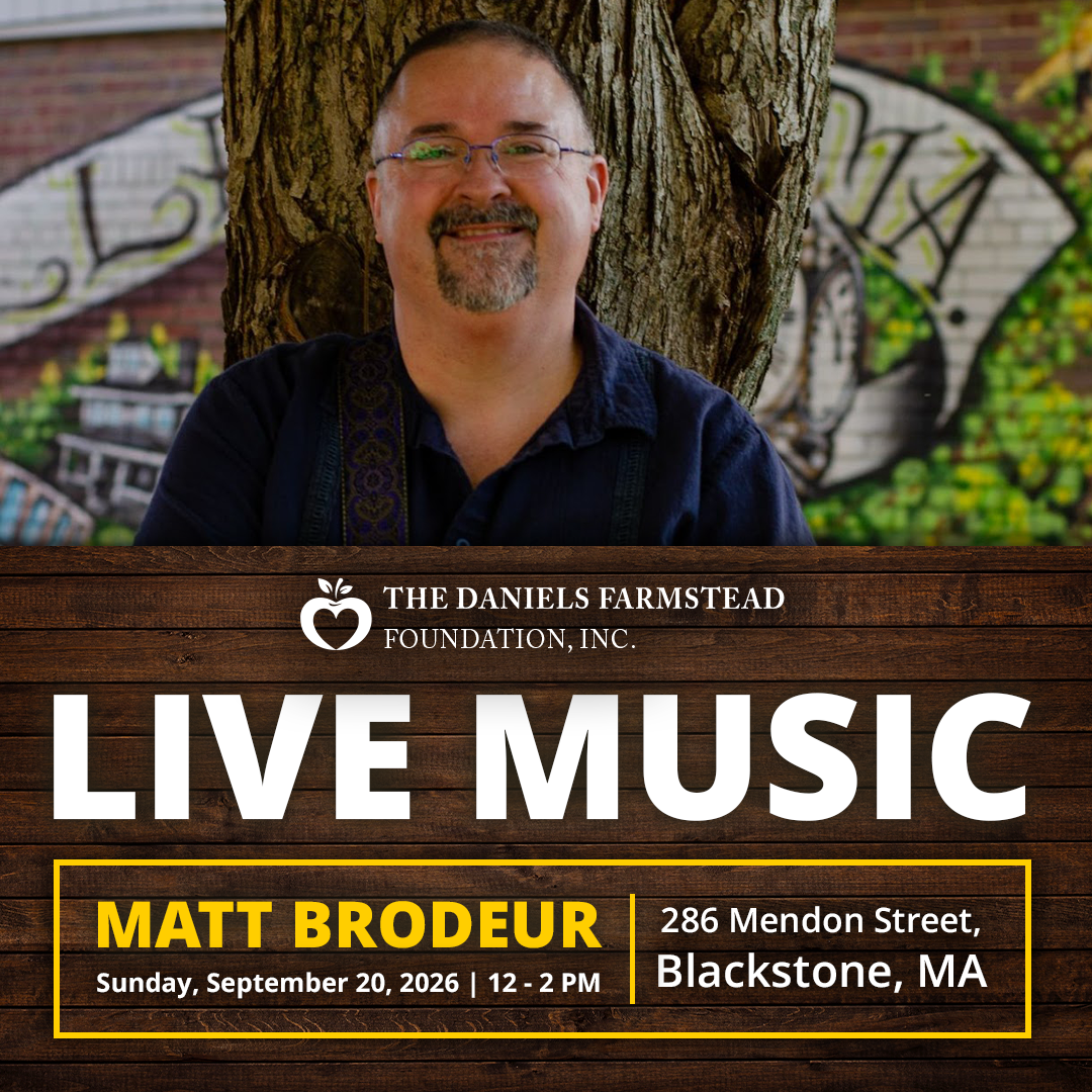 live music at the Daniels Farm by Matt Brodeur on September 20 from 12 - 2 PM.