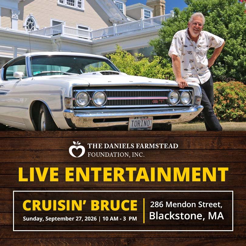 Enjoy a fall day at the Car, Truck & Tractor Show – soundtracked by music by Cruisin’ Bruce at the Daniels Farmstead on September 27 from 10 AM - 3 PM.