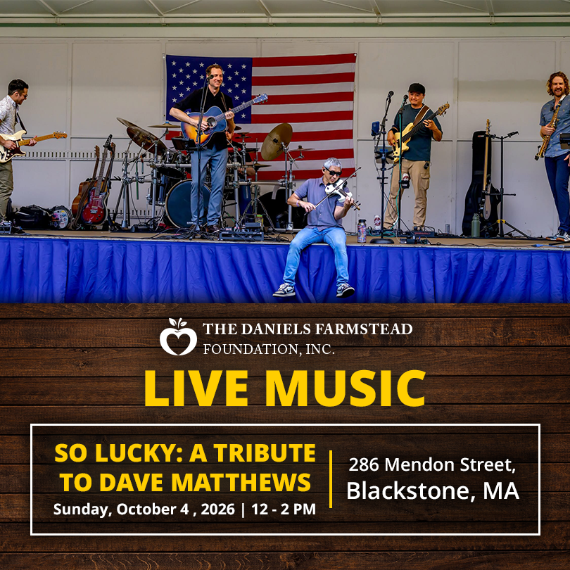 Enjoy live music at the farm by So Lucky: A Tribute to Dave Matthews during the last market of the season and annual Cider Fest on October 4!